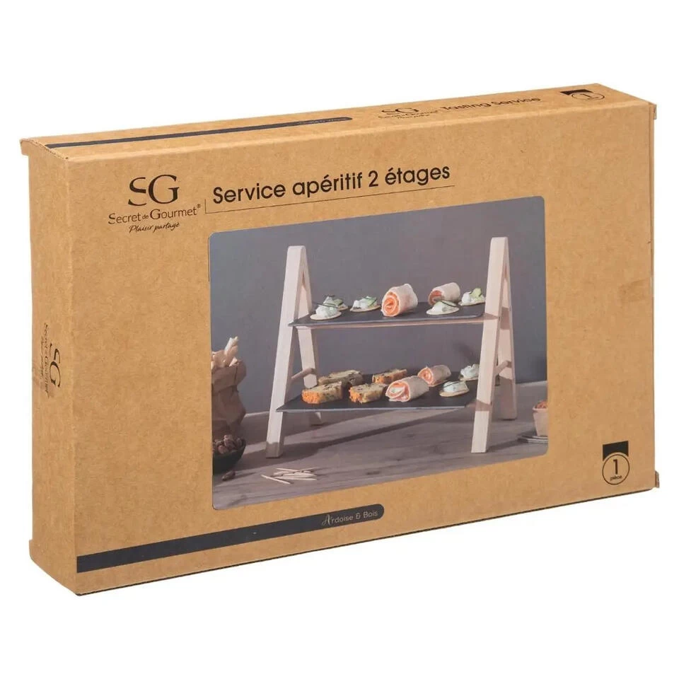 Secret De Gourmet Etagere 2 Laags Leisteen - 32,5 X 18 X 25,5 Cm 4 Secret De Gourmet Etagere 2 Laags Leisteen - 32,5 X 18 X 25,5 Cm - Afbeelding 2