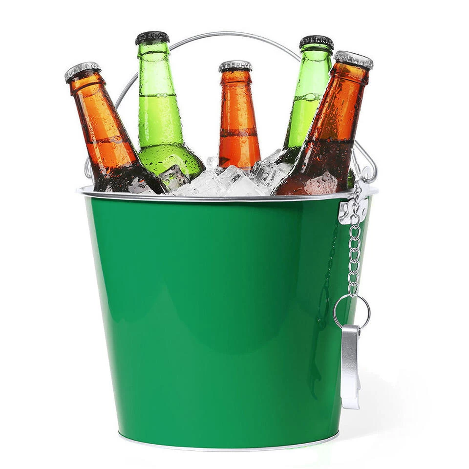 Merkloos IJsemmer Bierkoeler - Metaal - Groen - 6 L - Met Handvat 3 Merkloos IJsemmer Bierkoeler - Metaal - Groen - 6 L - Met Handvat