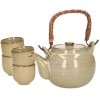 Excellent Houseware Theepot Set Met 4 Bekers Groen Keramiek