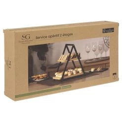 Secret De Gourmet Etagere-dienblad - 2-laags - Bamboe - Zwart/beige -Beroemde Servies Winkel 1000066525 0101