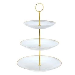 Excellent Houseware Etagere Met 3 Lagen - Wit - Porselein - 33 Cm Hoog