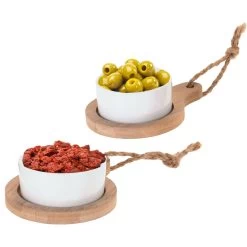 Excellent Houseware Serveerschaaltjes - 2st - Porselein - Serveerplankjes 8x4cm -Beroemde Servies Winkel 1000066530 0101