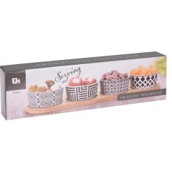 Excellent Houseware Serveerplank - Bamboe - 38x10cm - 4x Porseleinen Schaaltjes 6 Excellent Houseware Serveerplank - Bamboe - 38x10cm - 4x Porseleinen Schaaltjes -Beroemde Servies Winkel 1000066531 0101