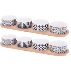 Excellent Houseware Serveerplank - Bamboe - 38x10cm - 4x Porseleinen Schaaltjes 7 Excellent Houseware Serveerplank - Bamboe - 38x10cm - 4x Porseleinen Schaaltjes -Beroemde Servies Winkel 1000066531 0102