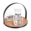 Excellent Houseware Serveerplank - Bamboe - D18 Cm - Met 3x Schaaltjes Van Glas 2 Excellent Houseware Serveerplank - Bamboe - D18 Cm - Met 3x Schaaltjes Van Glas -Beroemde Servies Winkel 1000066534