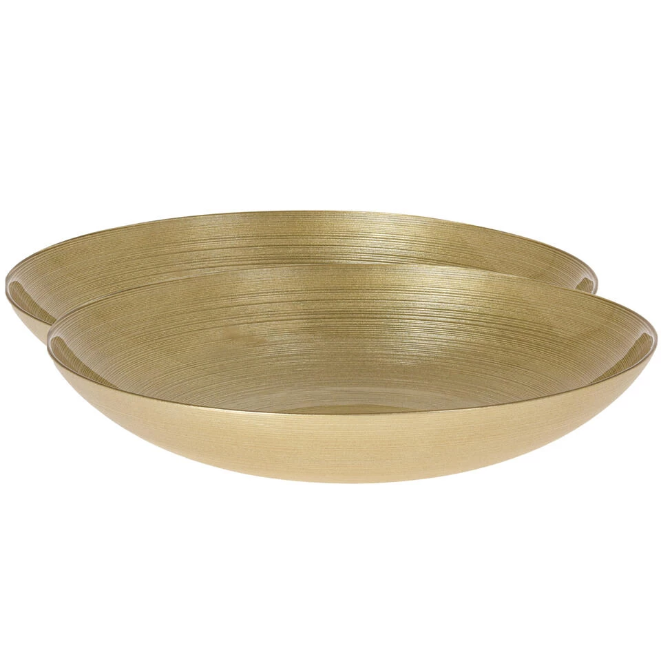 Merkloos Decoratie Schaal/fruitschaal - Glas Rond - Goud - D30 X H6 Cm 4 Merkloos Decoratie Schaal/fruitschaal - Glas Rond - Goud - D30 X H6 Cm - Afbeelding 2