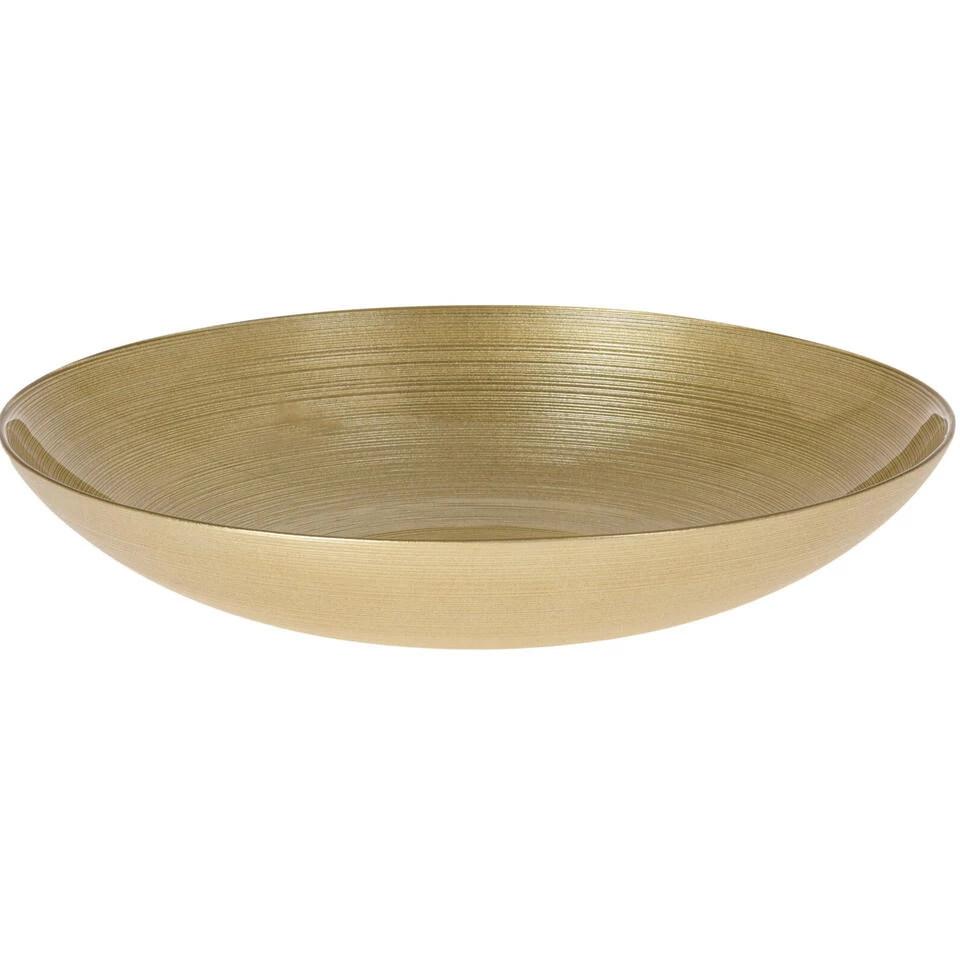 Merkloos Decoratie Schaal/fruitschaal - Glas Rond - Goud - D30 X H6 Cm 3 Merkloos Decoratie Schaal/fruitschaal - Glas Rond - Goud - D30 X H6 Cm