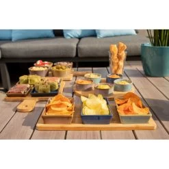 Billiet Serveerplank Bamboe - Met 3x Luxe Schaaltjes - 31 X 15 Cm -Beroemde Servies Winkel 1000068478 0103