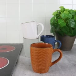 OTIX Koffiekopjes Met Oor Set Van 4 Verschillende Kleuren Aardewerk 370 Ml -Beroemde Servies Winkel 1000068760 0110