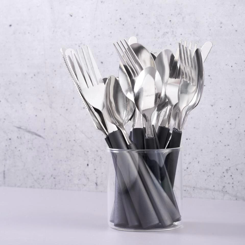 Orange85 Bestekset Met Handvat Zwart Set Van 16 Bestek 4 Orange85 Bestekset Met Handvat Zwart Set Van 16 Bestek - Afbeelding 2