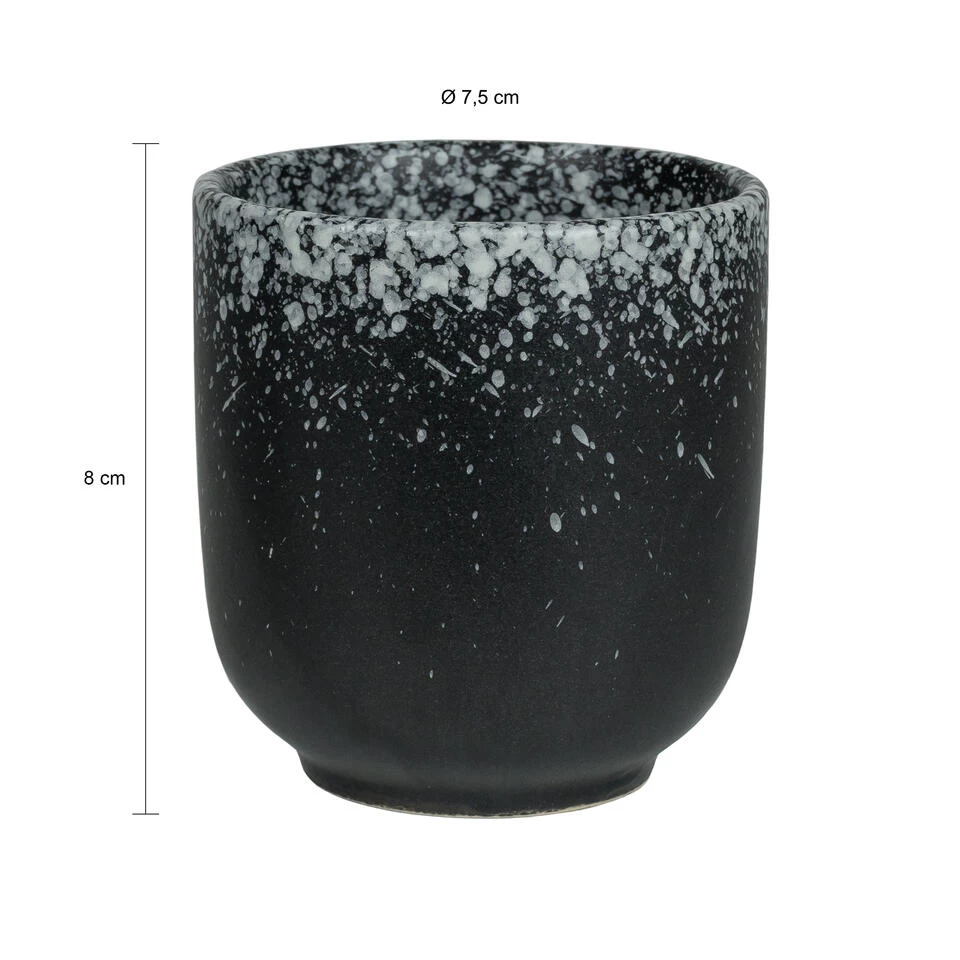 Krumble Koffie Mok - 200 Ml - Keramiek - Zwart Met Witte Spetters - Set Van 4 5 Krumble Koffie Mok - 200 Ml - Keramiek - Zwart Met Witte Spetters - Set Van 4 - Afbeelding 3