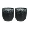 Krumble Koffie Kopje - 200 Ml - Keramiek - Zwart Met Witte Spetters - Set Van 2 -Beroemde Servies Winkel 1000071223
