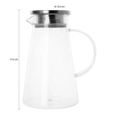 Krumble Karaf Met Filter, Handvat En Aluminium Deksel - 1,2 L - Glas -Beroemde Servies Winkel 1000071528 0102