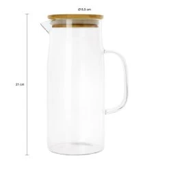 Krumble Karaf Met Handvat En Houten Deksel - 1 L - Glas -Beroemde Servies Winkel 1000071532 0103