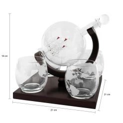 Aretica Luxe Whiskey Karaf Wereldbol Met 4 Glazen -Beroemde Servies Winkel 1000071534 0102