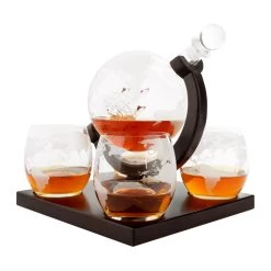 Aretica Luxe Whiskey Karaf Wereldbol Met 4 Glazen -Beroemde Servies Winkel 1000071534 0103