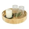 QUVIO Dienblad Decoratie Rond Met Handvaten - 30 Cm - Hout - Bruin -Beroemde Servies Winkel 1000071544