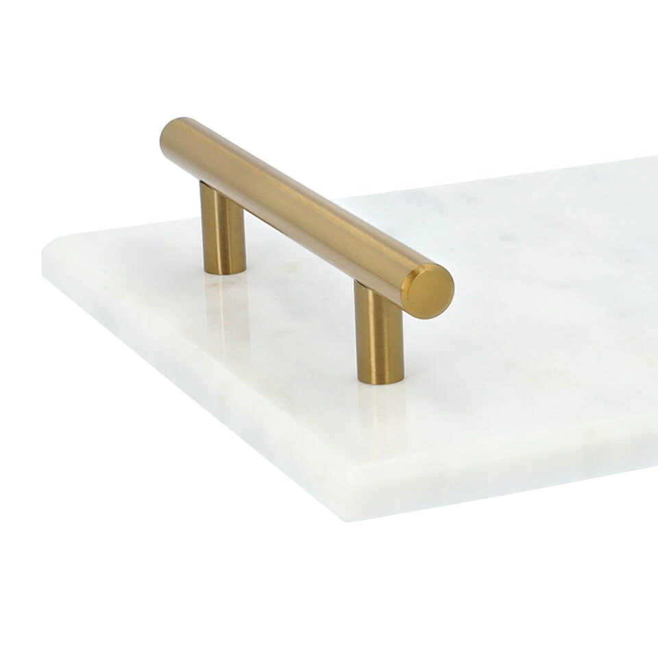QUVIO Dienblad Met Gouden Hendels - Marmer - Wit 6 QUVIO Dienblad Met Gouden Hendels - Marmer - Wit - Afbeelding 4