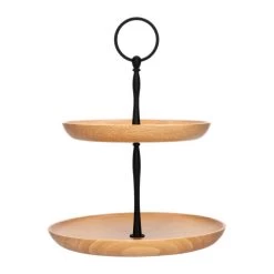 QUVIO Etagere - 2 Laags - Hout - Donkerbruin