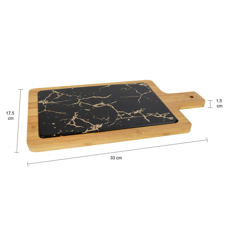 Krumble Serveerplank - Hout En Marmer Look - Zwart 5 Krumble Serveerplank - Hout En Marmer Look - Zwart - Afbeelding 3