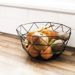 QUVIO Fruitschaal Metaal Diamantvorm - Zwart -Beroemde Servies Winkel 1000071561 0103