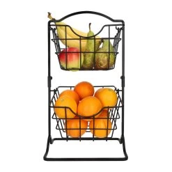 QUVIO Fruitmand - 2 Laags - Metaal -Beroemde Servies Winkel 1000071564 0103