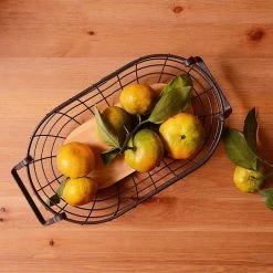 QUVIO Draadmand Ovaal Metaal En Hout - Zwart 8 QUVIO Draadmand Ovaal Metaal En Hout - Zwart -Beroemde Servies Winkel 1000071565 0102