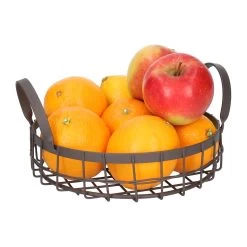 QUVIO Mand Met Handvaten Rond - Metaal - Bruin 8 QUVIO Mand Met Handvaten Rond - Metaal - Bruin -Beroemde Servies Winkel 1000071570 0100