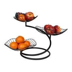 QUVIO Fruitmand 3 Laags Metaal - Zwart -Beroemde Servies Winkel 1000071571 0103