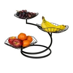 QUVIO Fruitmand 3 Laags Metaal - Zwart