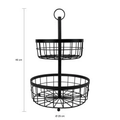 QUVIO Fruitmand 2 Laags - Metaal - Zwart -Beroemde Servies Winkel 1000071575 0102