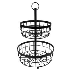 QUVIO Fruitmand 2 Laags - Metaal - Zwart -Beroemde Servies Winkel 1000071575 0103