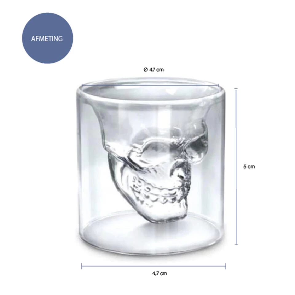 Aretica Shot Glaasje Skull Set Van 4 Glas - 4 Aretica Shot Glaasje Skull Set Van 4 Glas - - Afbeelding 2