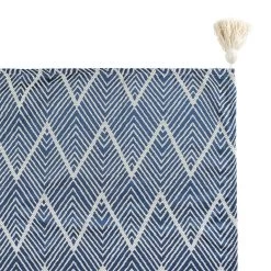 QUVIO Tafelkleed - 200 X 135 Cm - Grafische Print - Katoen - Grijsblauw -Beroemde Servies Winkel 1000071608 0102