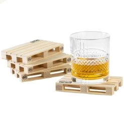 Labyrinth Palette-It - Set Van 4 Houten Onderzetters (12x8 Cm) -Beroemde Servies Winkel 1000072333 0104