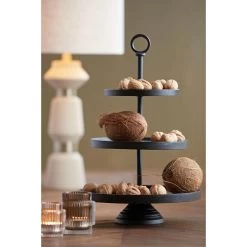 Etagère Marozu - Zwart - 3 Laags -Beroemde Servies Winkel 1000072864 0110