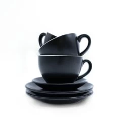 Barista Innovations Nero - Koffiekopje Regular - Set Van 6 - 150ml - Mat Zwart -Beroemde Servies Winkel 1000074023 0102