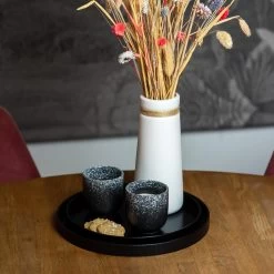 QUVIO Houten Dienblad Rond - Zwart - 27 Cm -Beroemde Servies Winkel 1000074133 0101