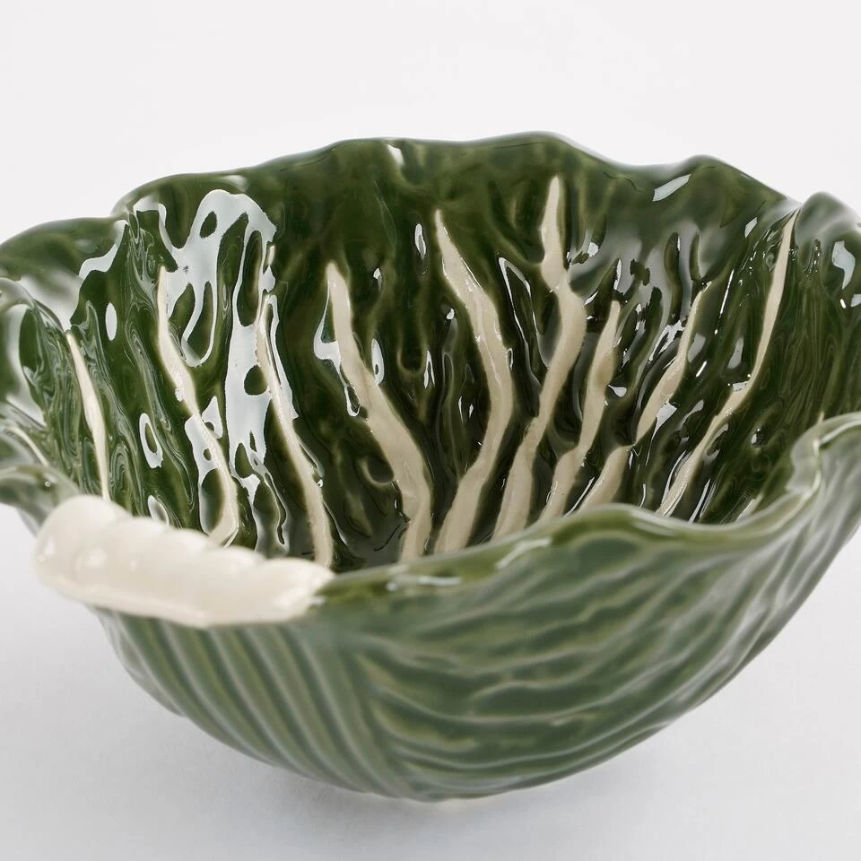 Mica Decorations Schaal Kool - L13,5 X B15 Cm - Keramiek - Donkergroen 4 Mica Decorations Schaal Kool - L13,5 X B15 Cm - Keramiek - Donkergroen - Afbeelding 2