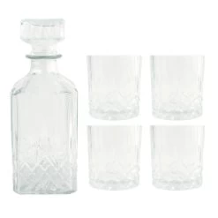 Orange85 Whisky Karaf Met 4 Glazen 5- Delig Transparant 900/230 Ml Glas Set