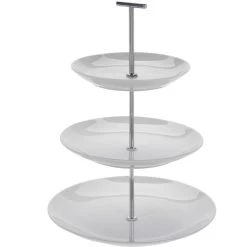 Merkloos Excellent Houseware Etagere - 3 Lagen - Wit - Porselein - 36 Cm Hoog