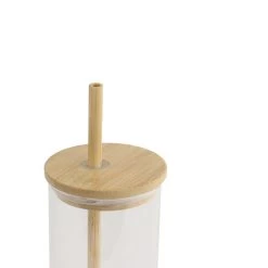 Orange85 Drinkglazen Met Bamboo Deksel Met Rietje 2 Stuks 400 Ml Waterglazen -Beroemde Servies Winkel 1000077224 0111