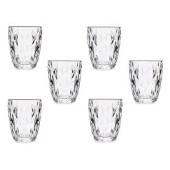 Vivalto Waterglazen/drinkglazen - Kristal Look - Gouden Rand - 270 Ml