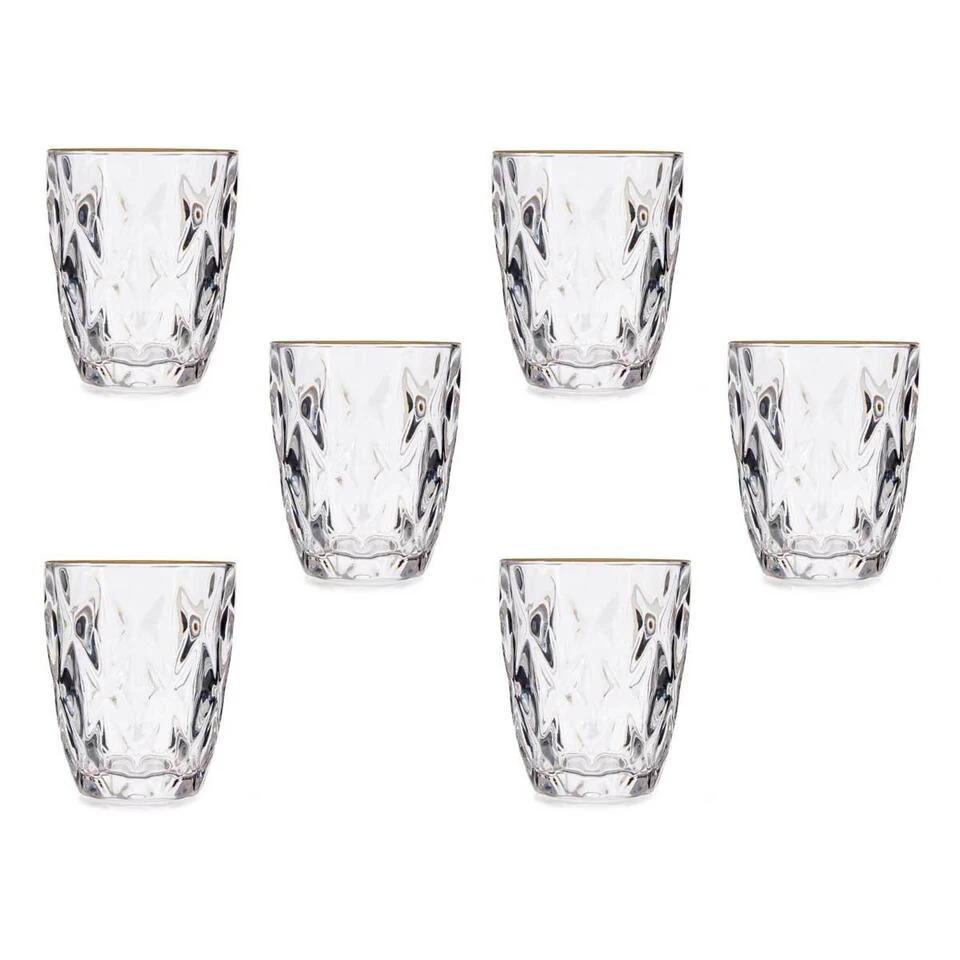 Vivalto Waterglazen/drinkglazen - Kristal Look - Gouden Rand - 270 Ml 3 Vivalto Waterglazen/drinkglazen - Kristal Look - Gouden Rand - 270 Ml