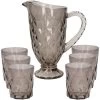 Excellent Houseware - Karaf/schenkkan 1L - 6 Drinkglazen - 250ml - Glas - Grijs -Beroemde Servies Winkel 1000077228