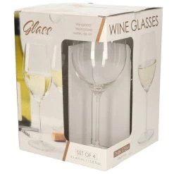 Merkloos Wijnglazen Set - 4x Stuks - Glas - Transparant - 410 Ml -Beroemde Servies Winkel 1000077240 0102