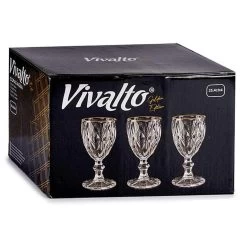Vivalto Wijnglazen - 6x - Kristal Look - Gouden Rand - 254 Ml -Beroemde Servies Winkel 1000077242 0102