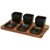 Excellent Houseware Serveerplank Met 3 Tapas Schaaltjes - Hout - 25 X 16 Cm -Beroemde Servies Winkel 1000081897