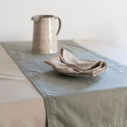 Dutch Rose Tafelloper 40x150 Cm Dubbelzijdig Groen-grijs -Beroemde Servies Winkel 1000086114 0102