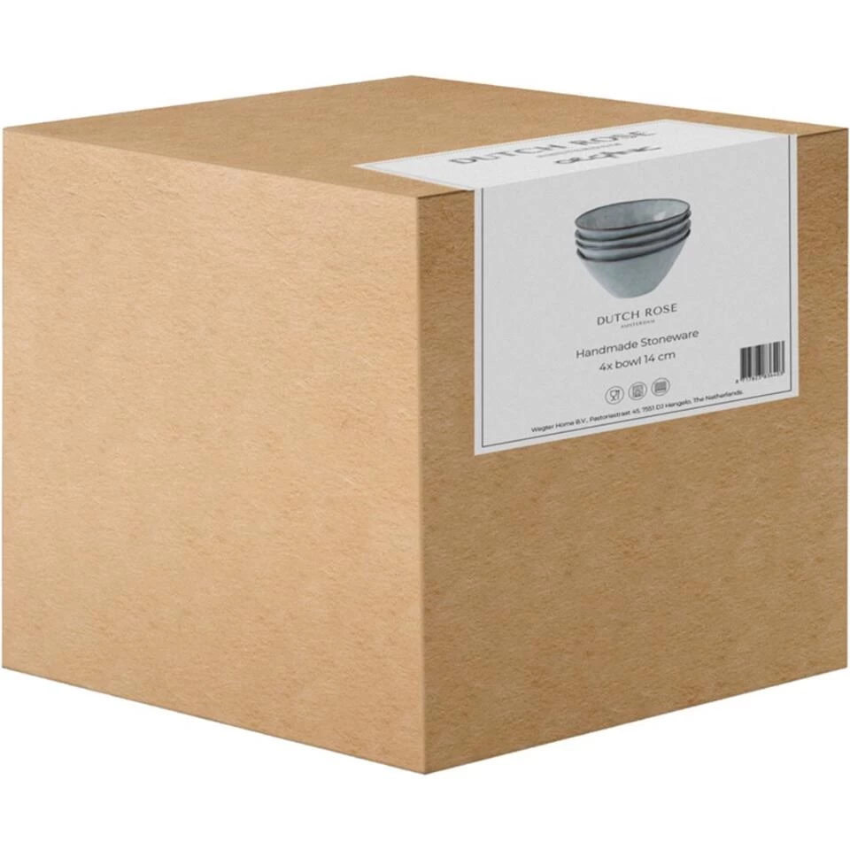 Dutch Rose Giftset 4 Kommen 14 Cm Blauw 5 Dutch Rose Giftset 4 Kommen 14 Cm Blauw - Afbeelding 3